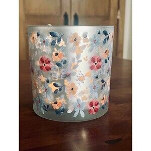 Bougie Votive 5x5” Frosted Glass Candle Holder – Hand Painted Floral NWT